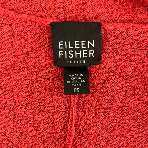 Eileen Fisher Italian Yarn 100% Wool Peplum Open Front Cardigan Sweater Red PS - Picture 6 of 7